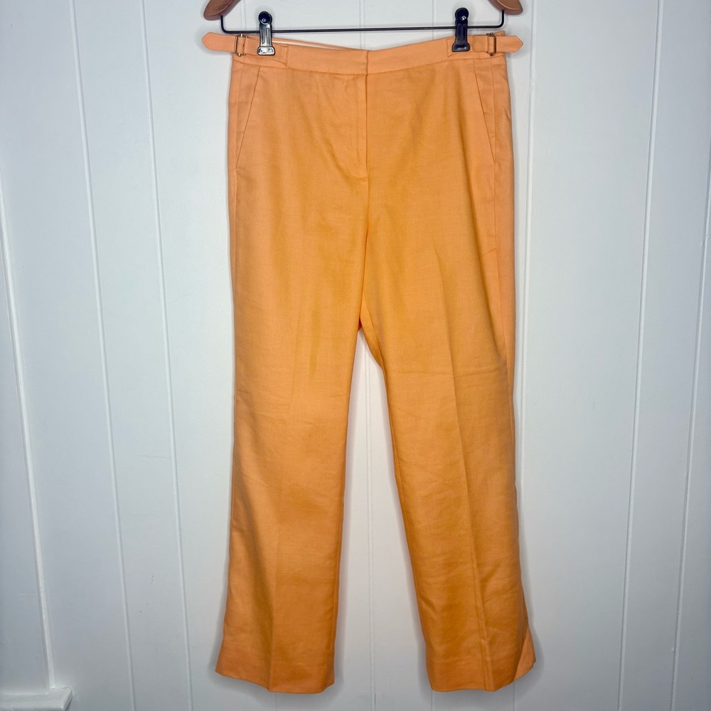 J.Crew Slim-Fit Flare Linen Trouser in Coastal Sunset Pale Orange Spring Color 4 - Picture 3 of 12